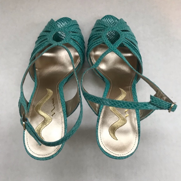 Turquoise Nina open toe heels - Picture 4 of 6